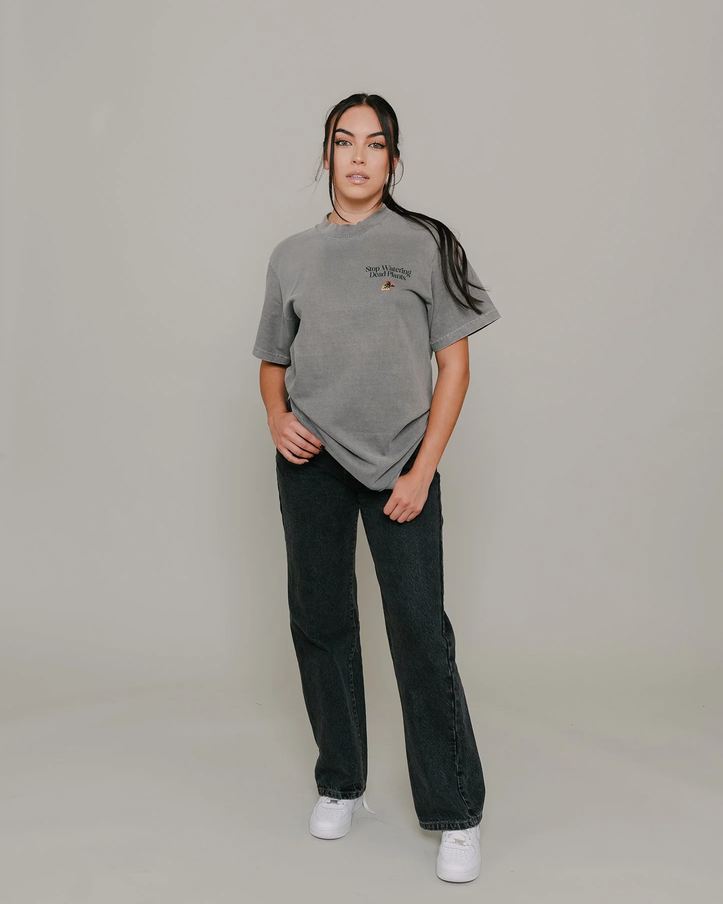 Stop Watering Dead Plants Oversized Cement Tee - Image 2