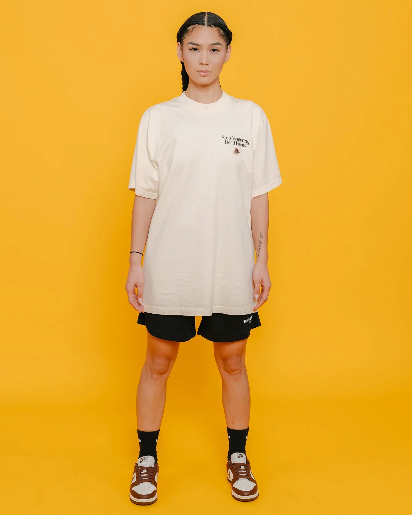 Stop Watering Dead Plants Oversized Cream Tee - Image 2