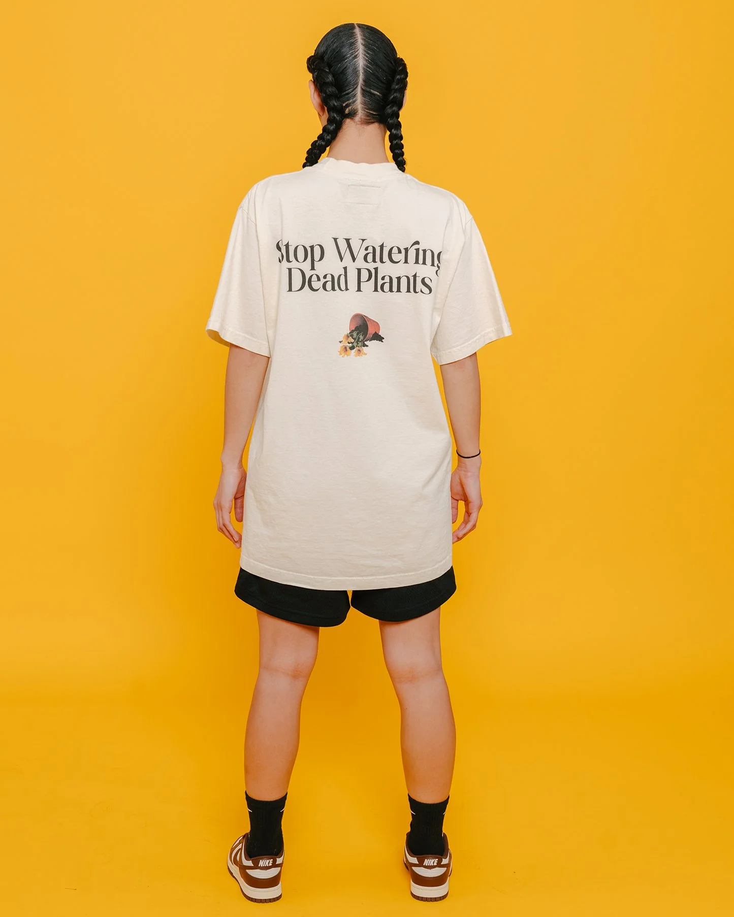Stop Watering Dead Plants Oversized Cream Tee - Image 4