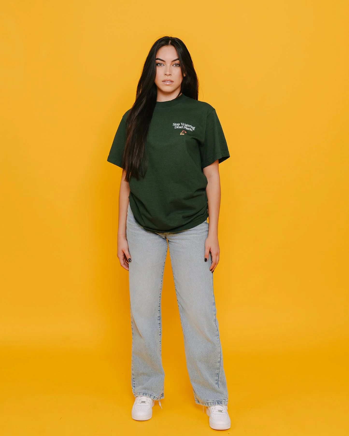 Stop Watering Dead Plants Oversized Green Tee - Image 2