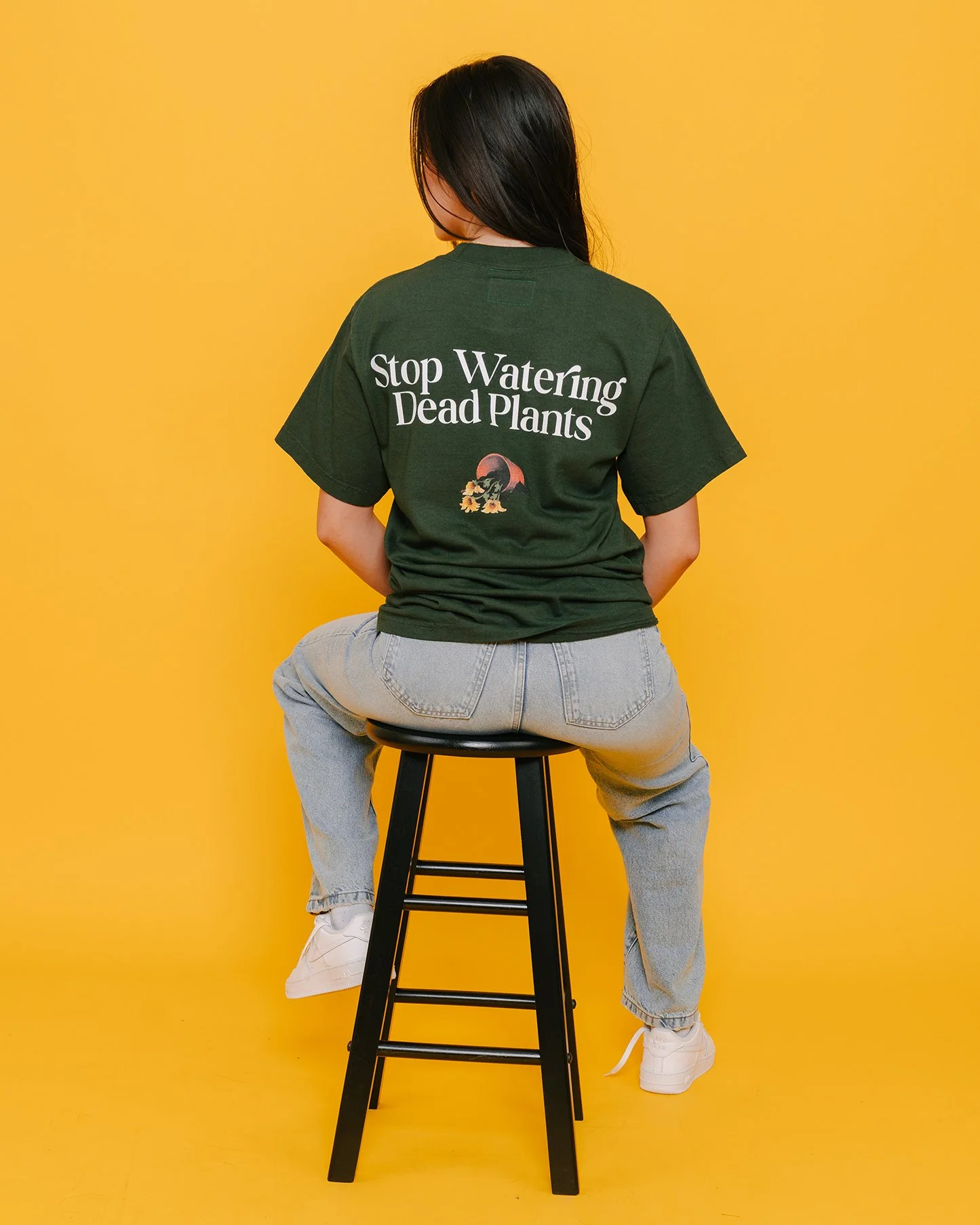 Stop Watering Dead Plants Oversized Green Tee - Image 3