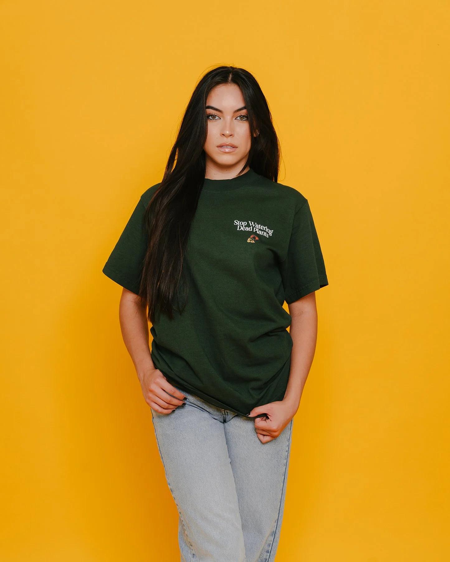Stop Watering Dead Plants Oversized Green Tee - Image 4
