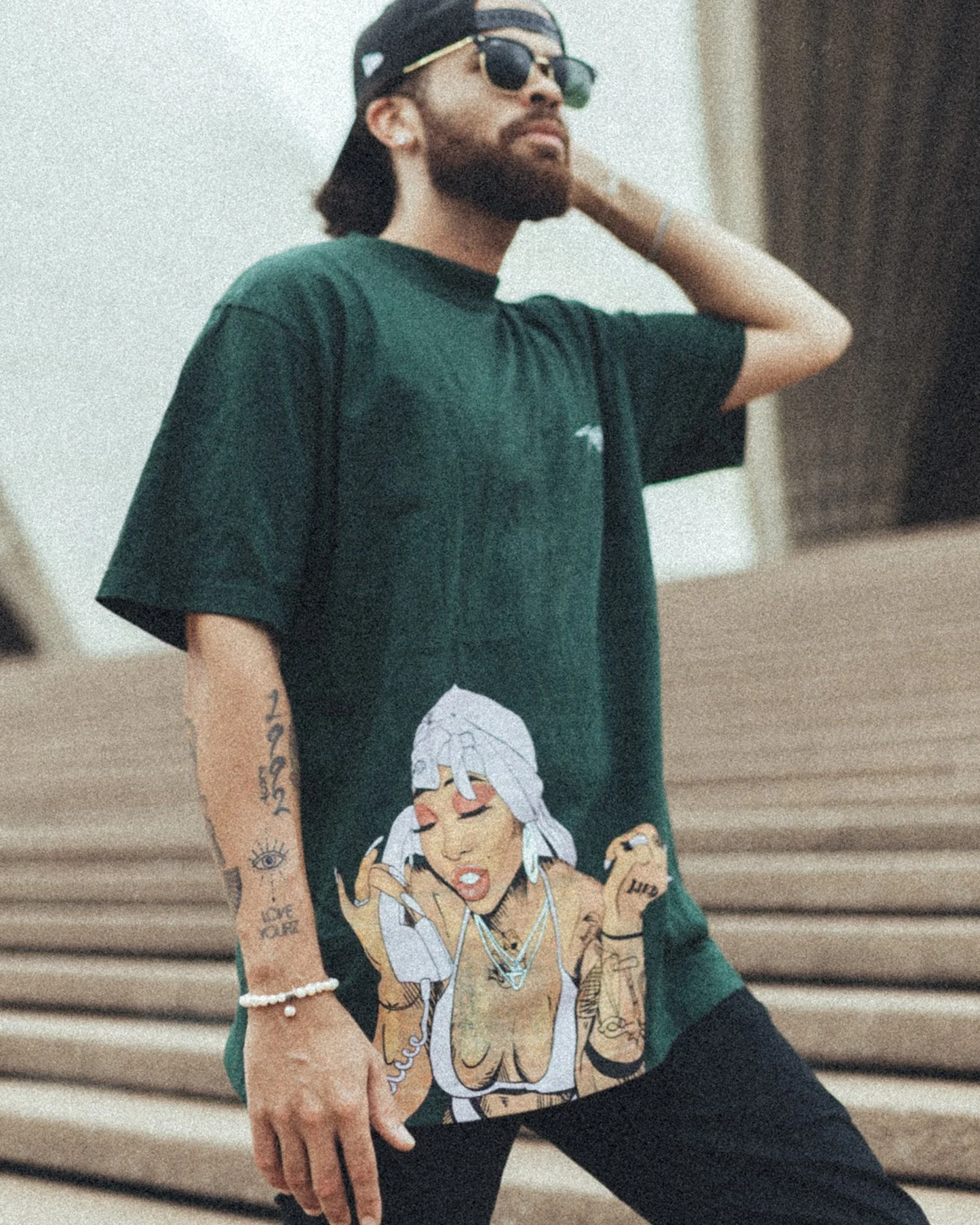 Summer Big Face Oversized Green Tee - Image 3