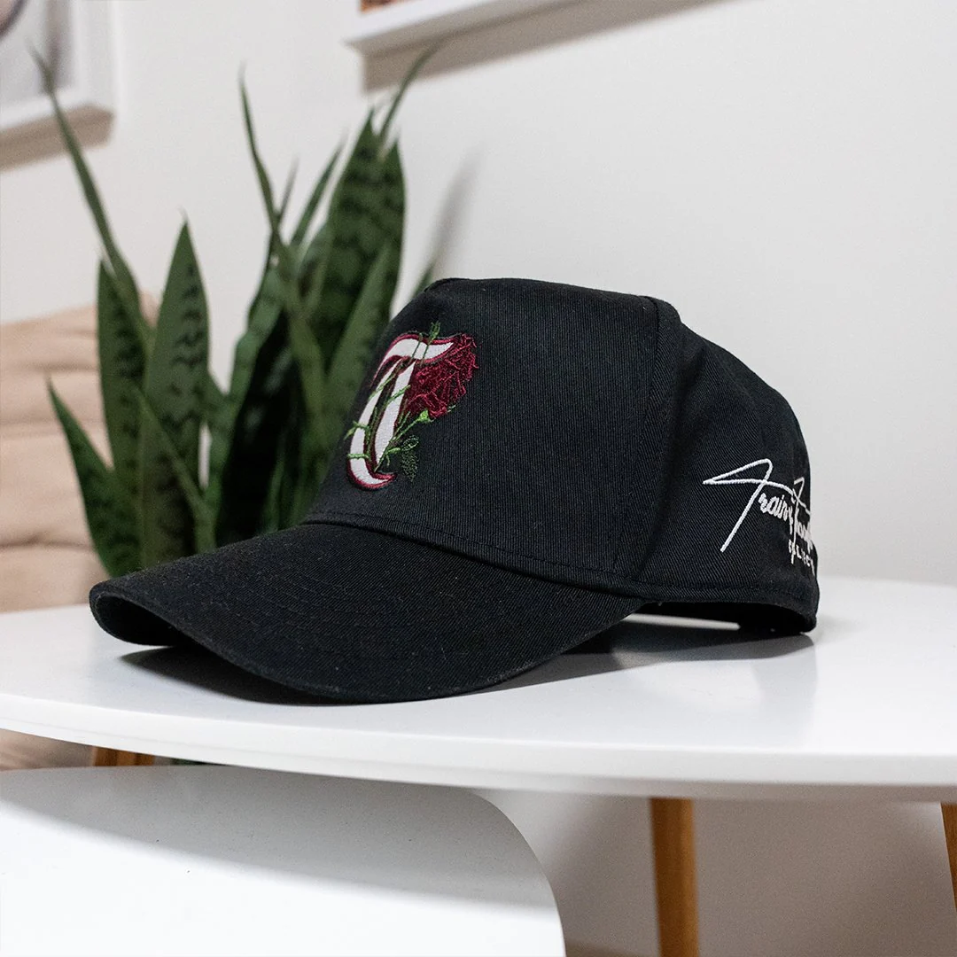 T-Rose 5 Panel Mid Profile Baseball Black Snapback - Image 2
