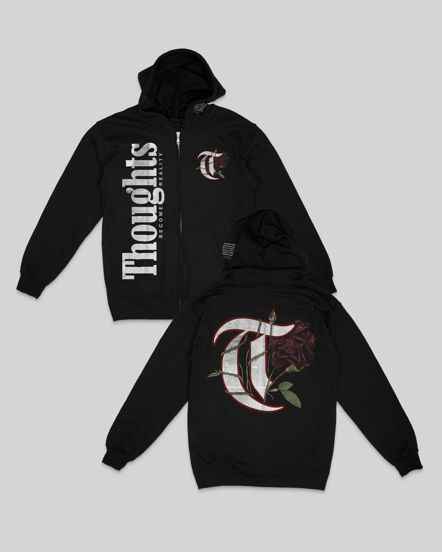T-Rose Black Full Zip Hoodie