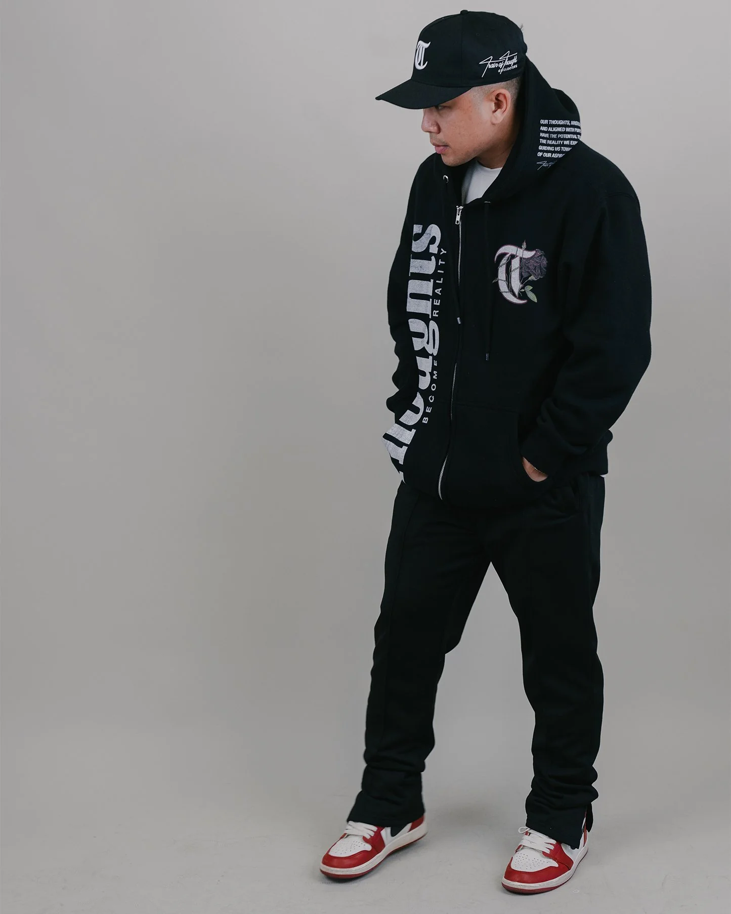 T-Rose Black Full Zip Hoodie - Image 2