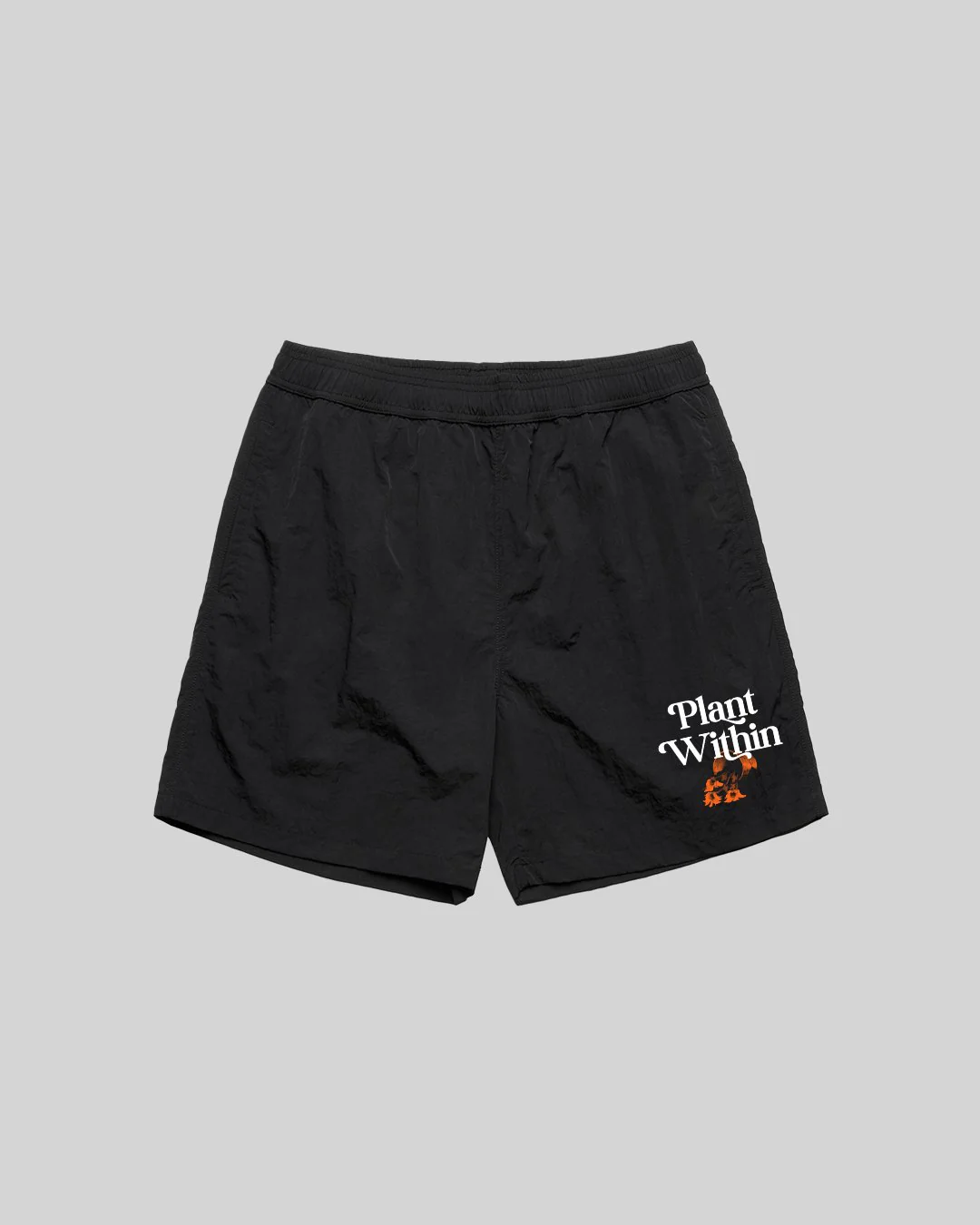 Plant Within Black Swim Shorts 17"