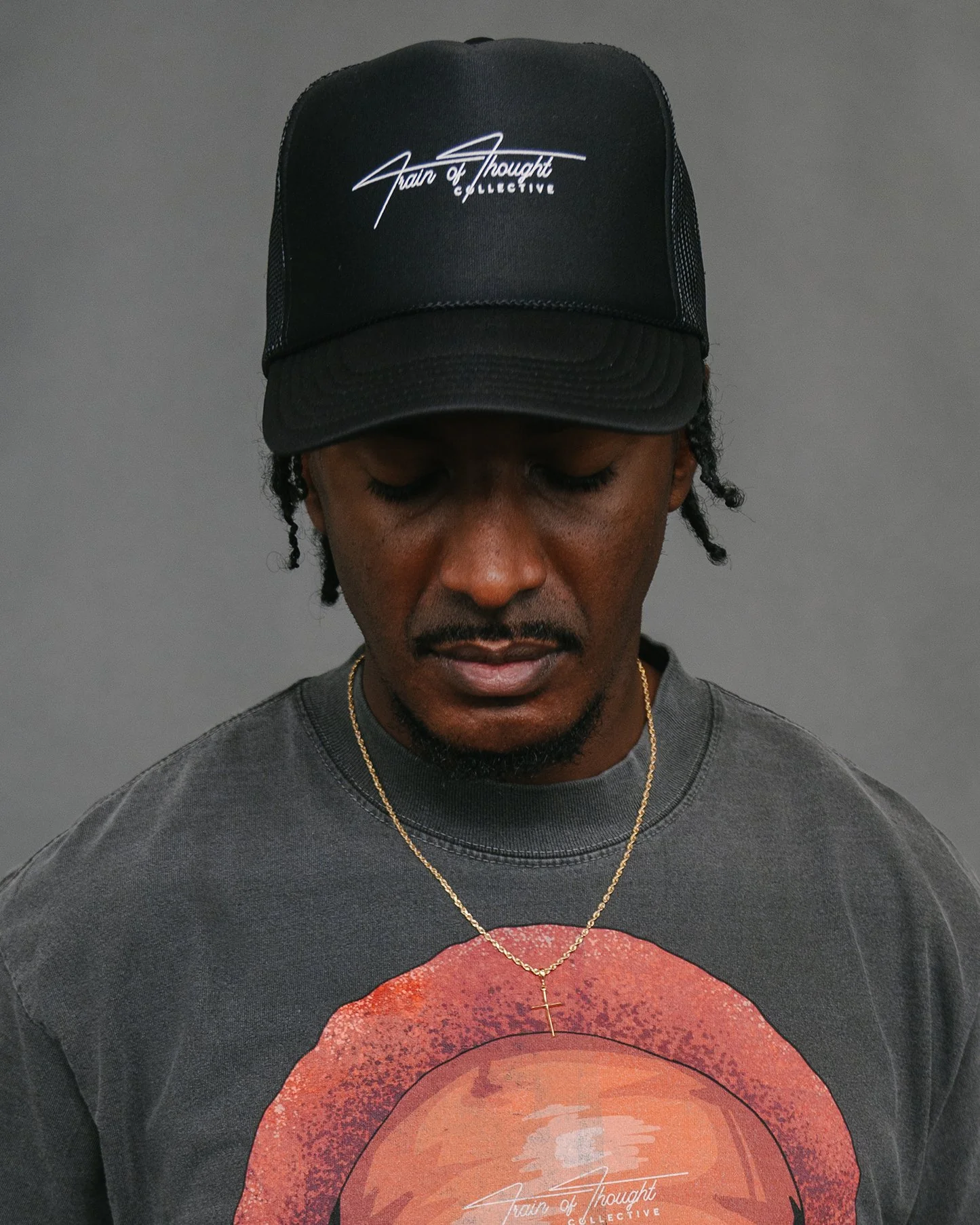 TOTC Signature Logo Black 5 Panel Trucker Hat - Image 3