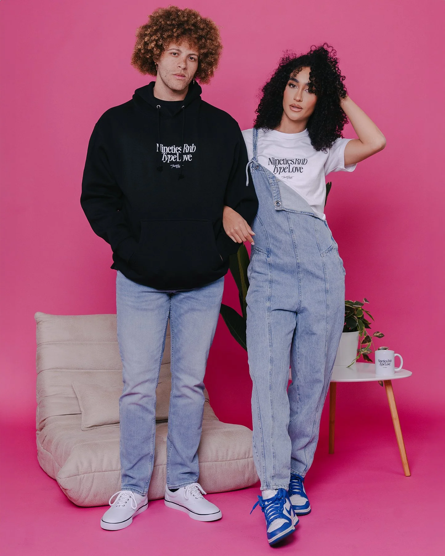 Nineties Rnb Type Love Black Hoodie - Image 3